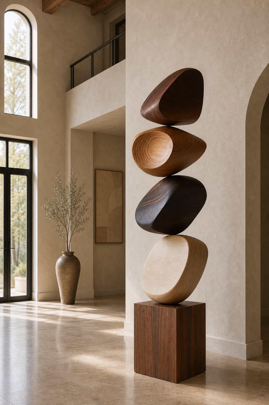 Luxury Large Wooden Statue Abstract Art Piece Ideal For Unique Housewarming Gifts