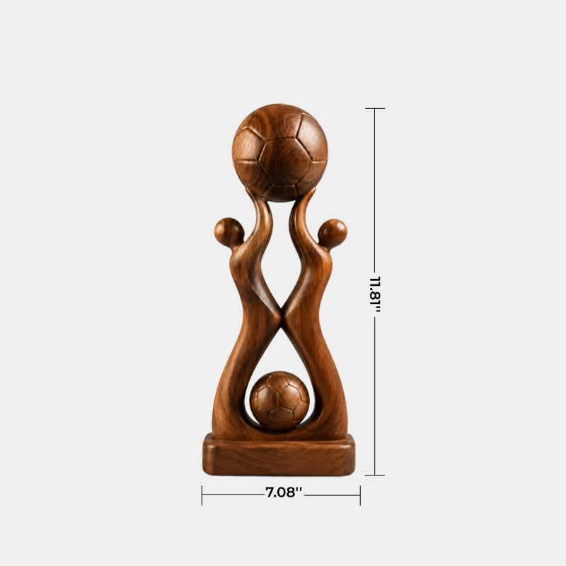 Decorative Wooden Soccer Trophy Sculpture | World Cup Football Victory Art