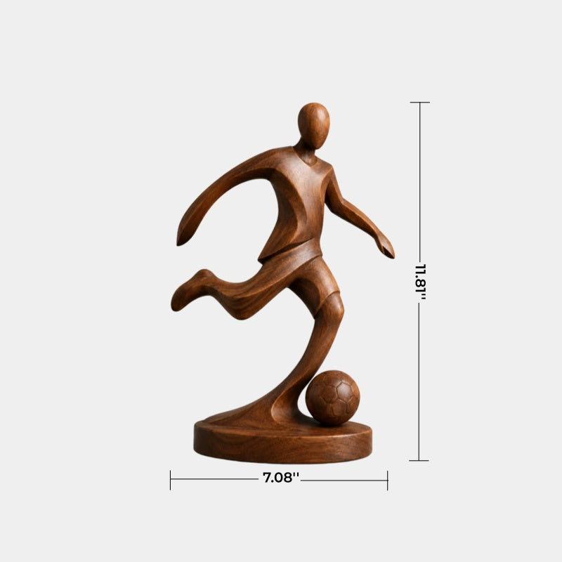 Sleek Wood Soccer Striker Figurine | Minimalist World Cup Tabletop Art