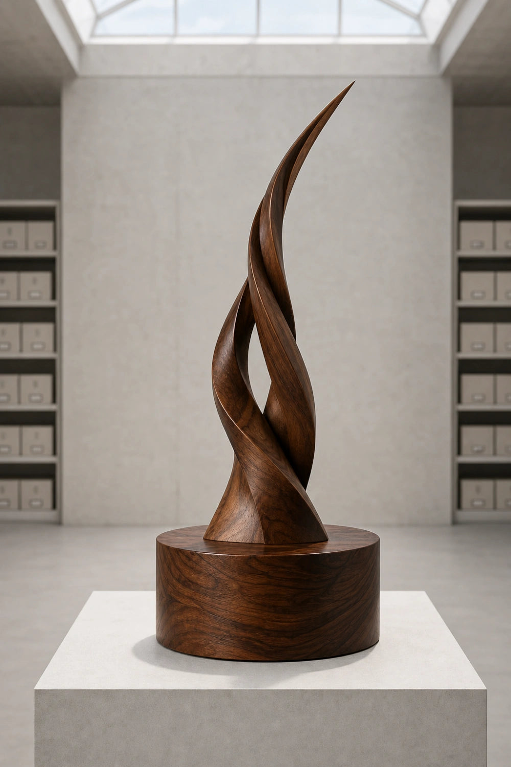 Modern Vertical Wooden Sculpture Minimalist Accent Piece For Living Room