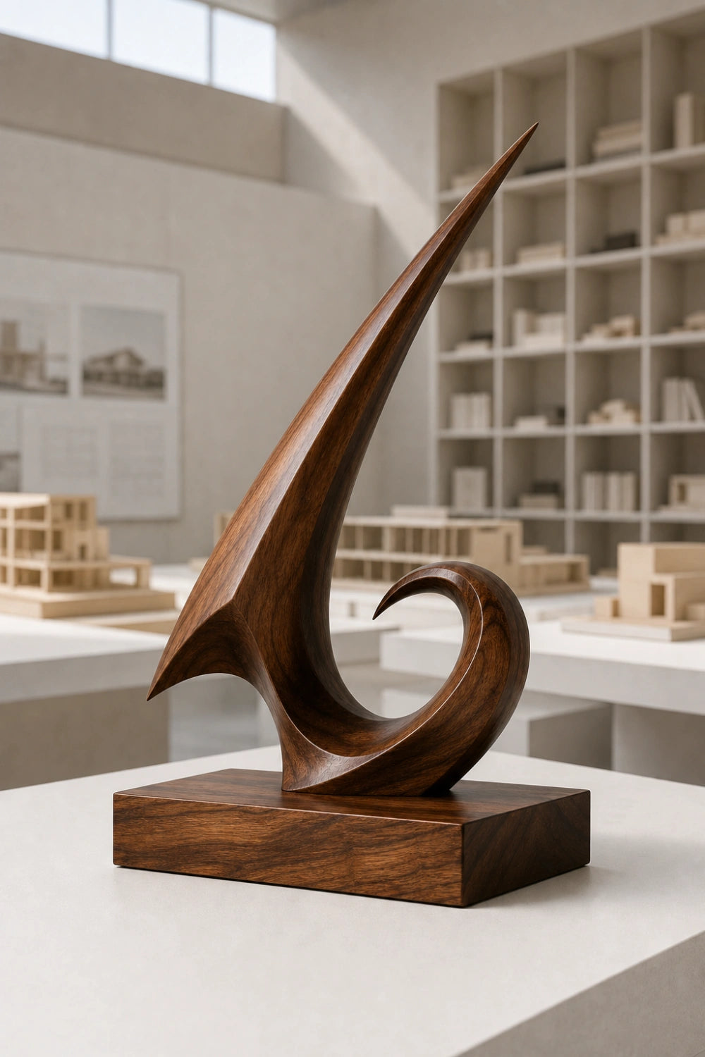 Modern Freestanding Wooden Sculpture Ideal For Office Or Luxury Gift Giving