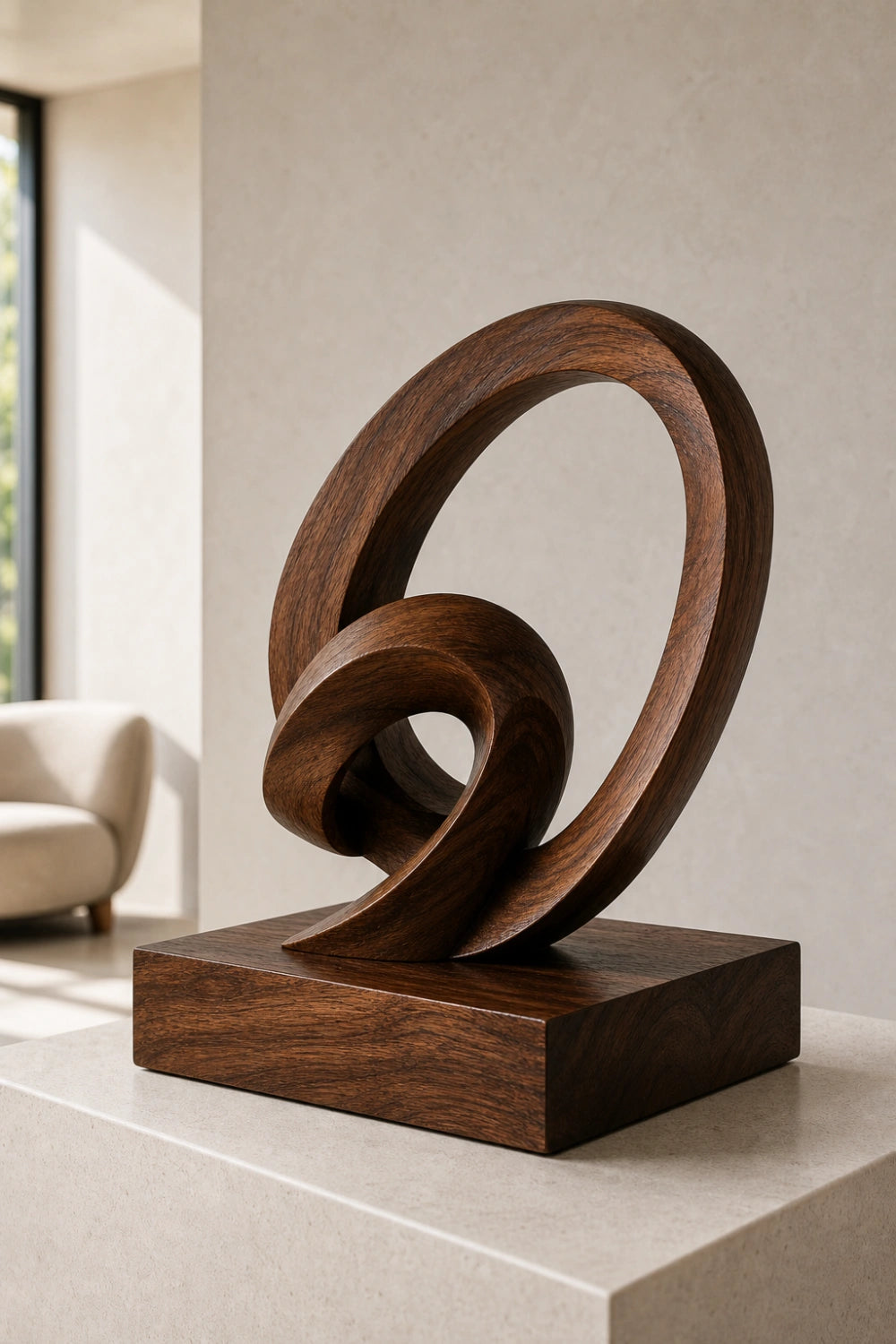 Original Hand Carved Wooden Art Sculpture With Natural Grain Finish For Home Accents