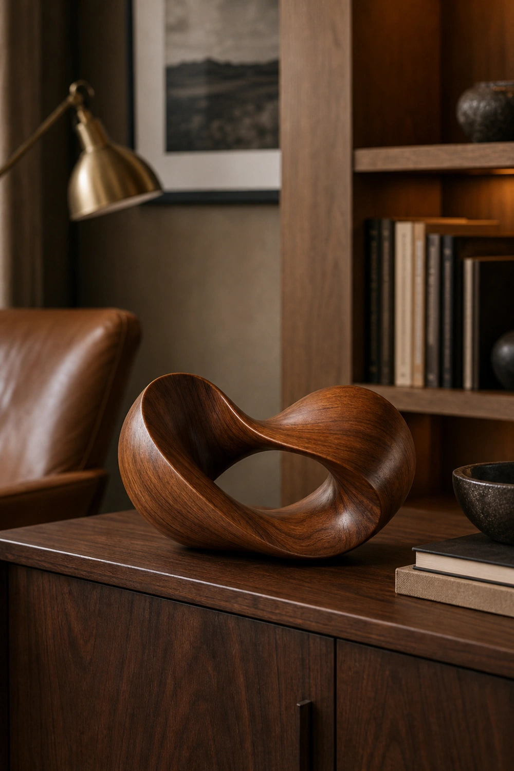 Endless Loop Wood Sculpture | Abstract Mobius Strip Decor | Sophisticated Gift