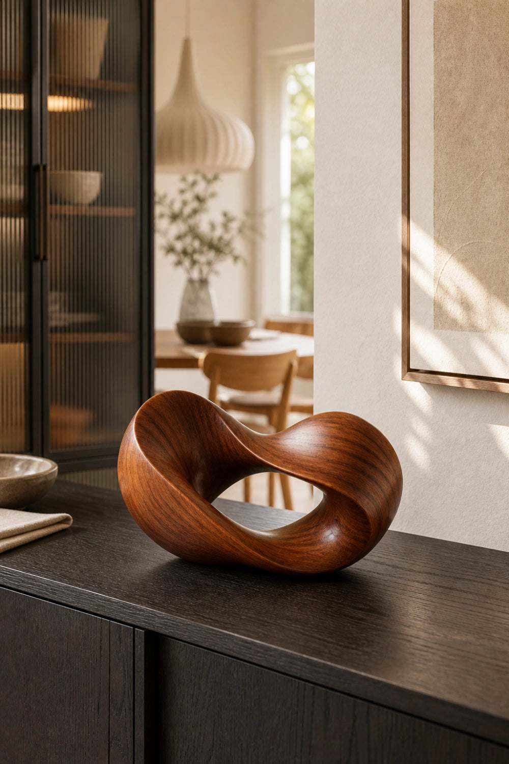 Endless Loop Wood Sculpture | Abstract Mobius Strip Decor | Sophisticated Gift