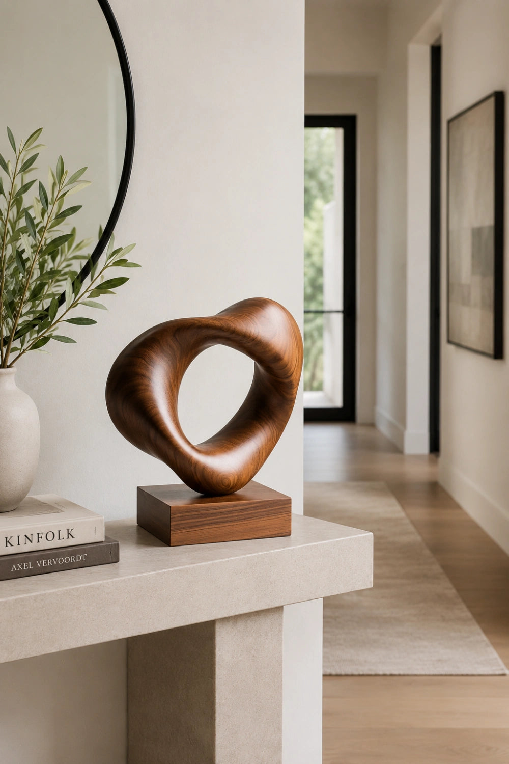 Biomorphic Wood Loop Sculpture | Organic Modern Home Accent