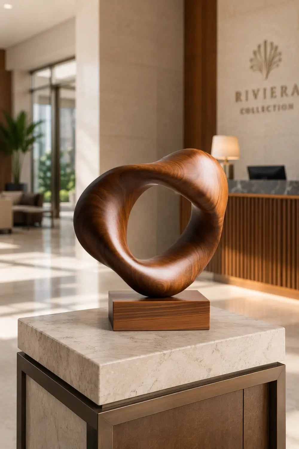 Biomorphic Wood Loop Sculpture | Organic Modern Home Accent
