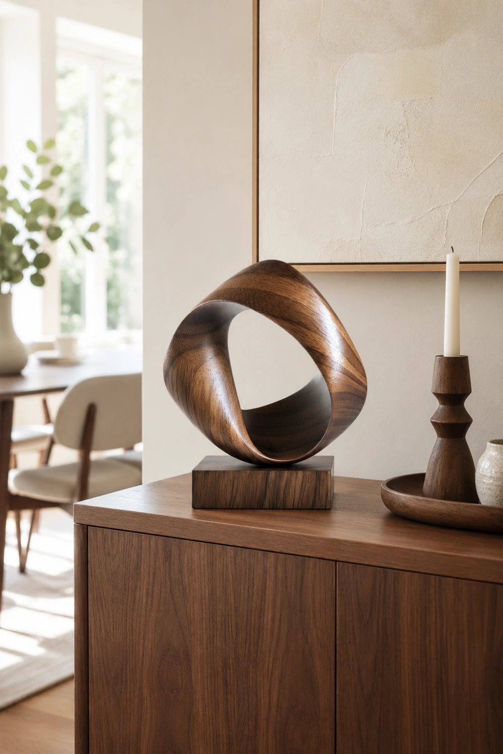 Modernist Twisted Ribbon Wood Sculpture | Curvilinear Abstract Decor | Distinguished Artisan Gift