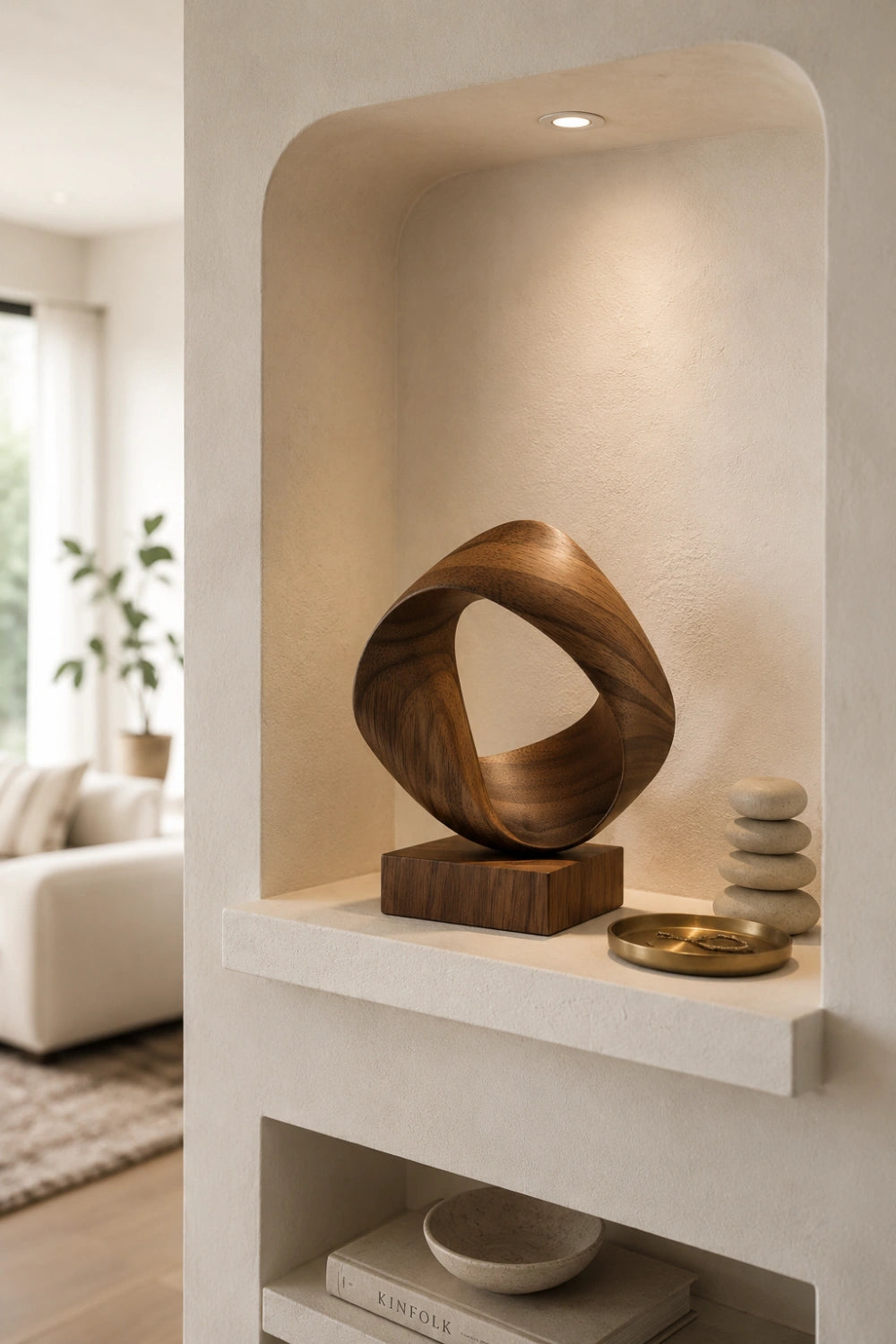 Modernist Twisted Ribbon Wood Sculpture | Curvilinear Abstract Decor | Distinguished Artisan Gift