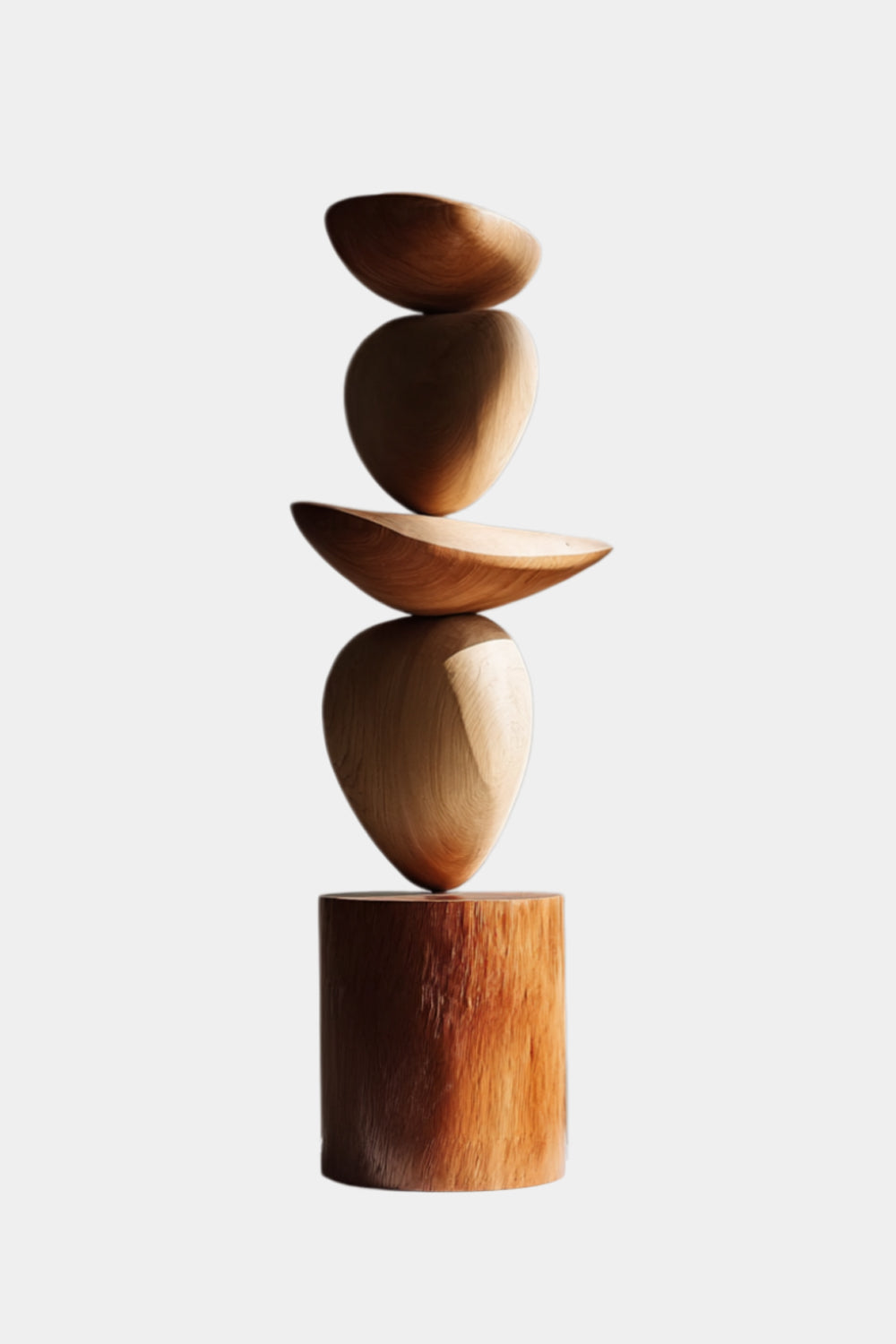 Large Balanced Wood Cairn Sculpture | Zen Stacked Stone Decor | Minimalist Totem Art