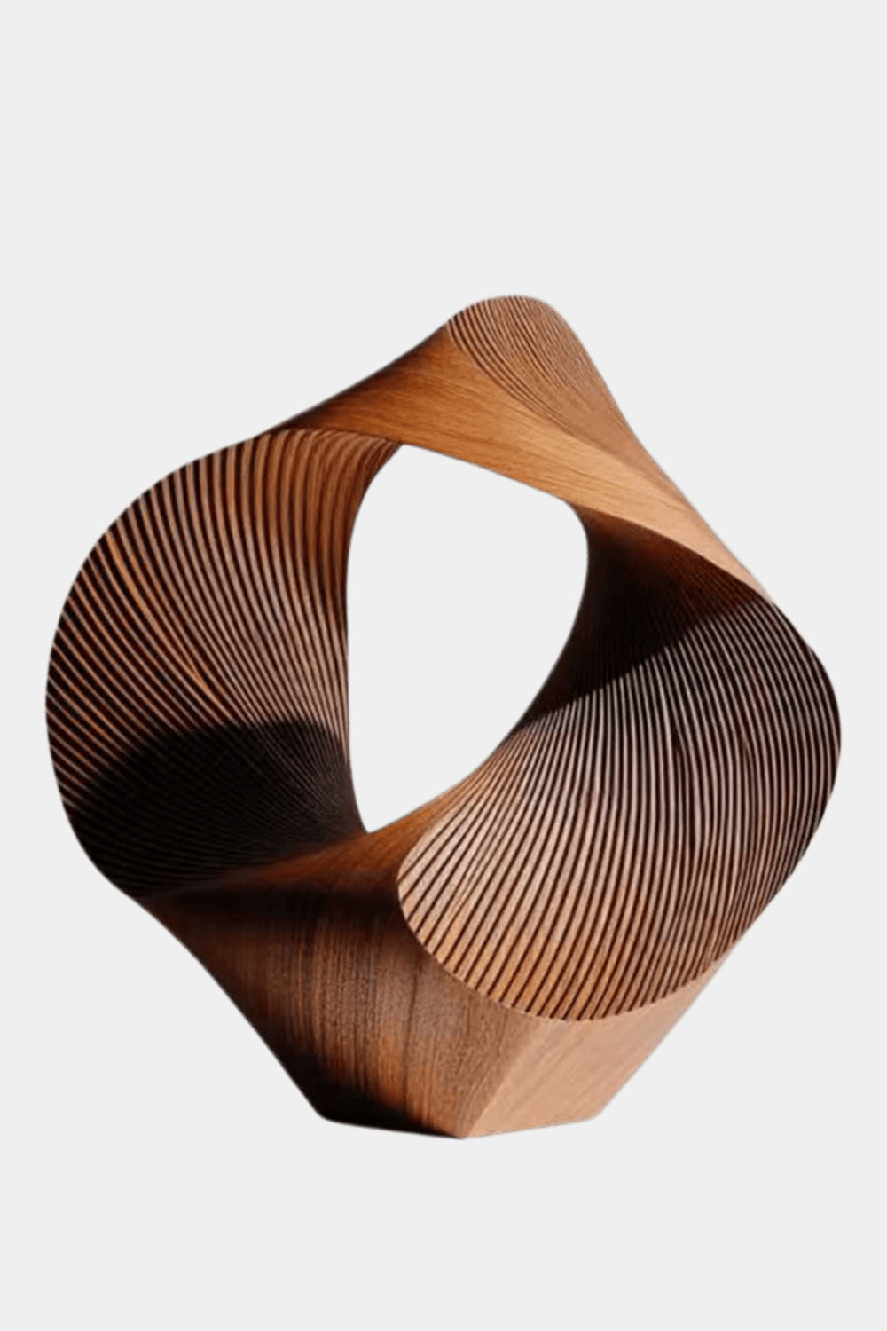 Abstract Wood Sculpture | Fluted Geometry Statue | Modern Tabletop Art