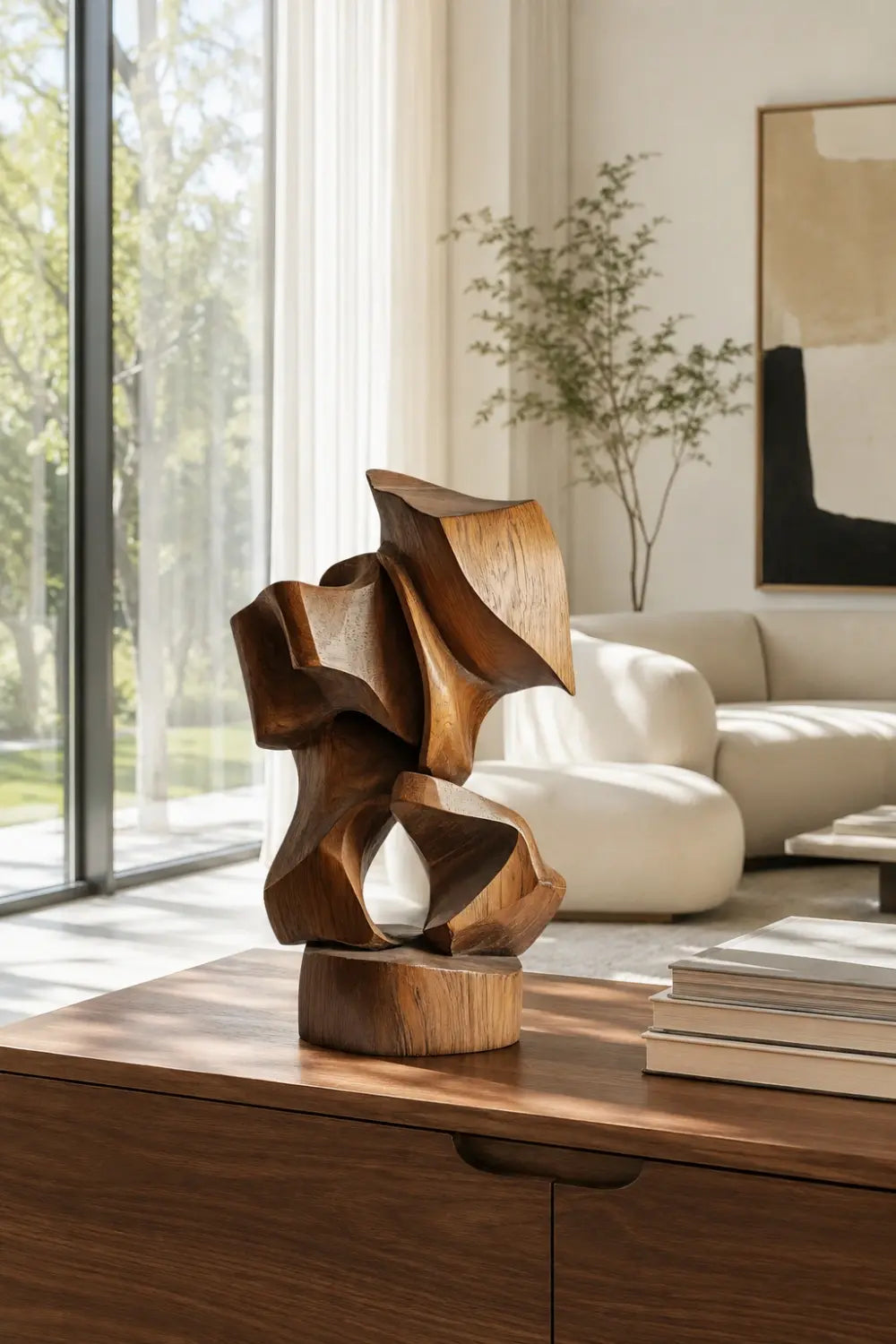 Modernist Abstract Wood Sculpture | Geometric Fine Art Object