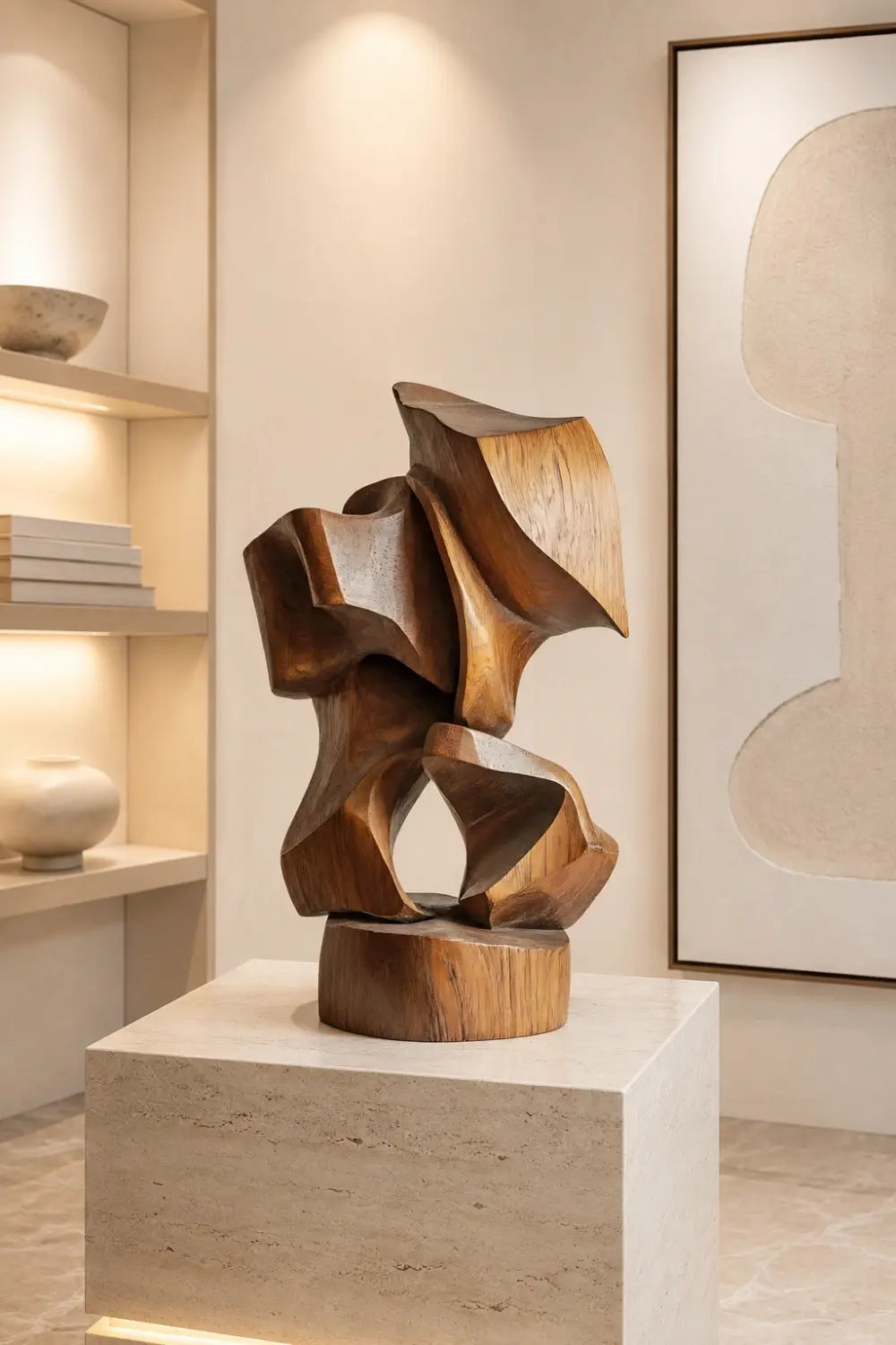 Modernist Abstract Wood Sculpture | Geometric Fine Art Object