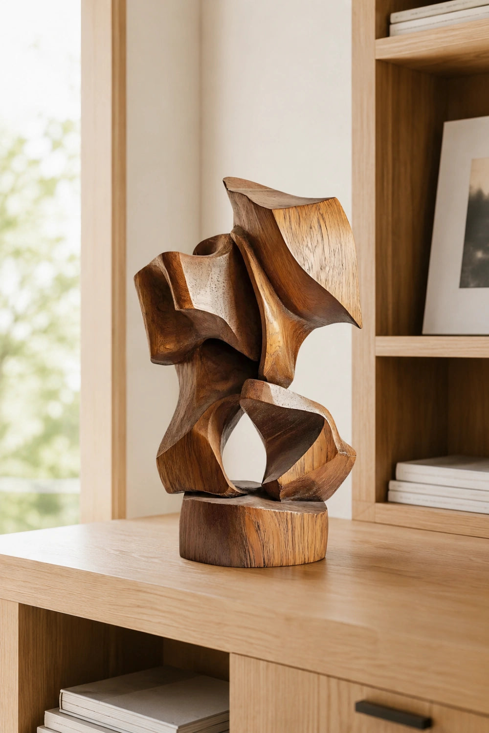 Modernist Abstract Wood Sculpture | Geometric Fine Art Object