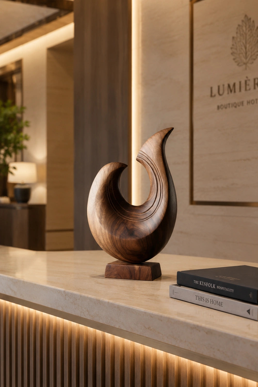 Abstract Wood Wave Sculpture | Carved Ocean Crest Decor