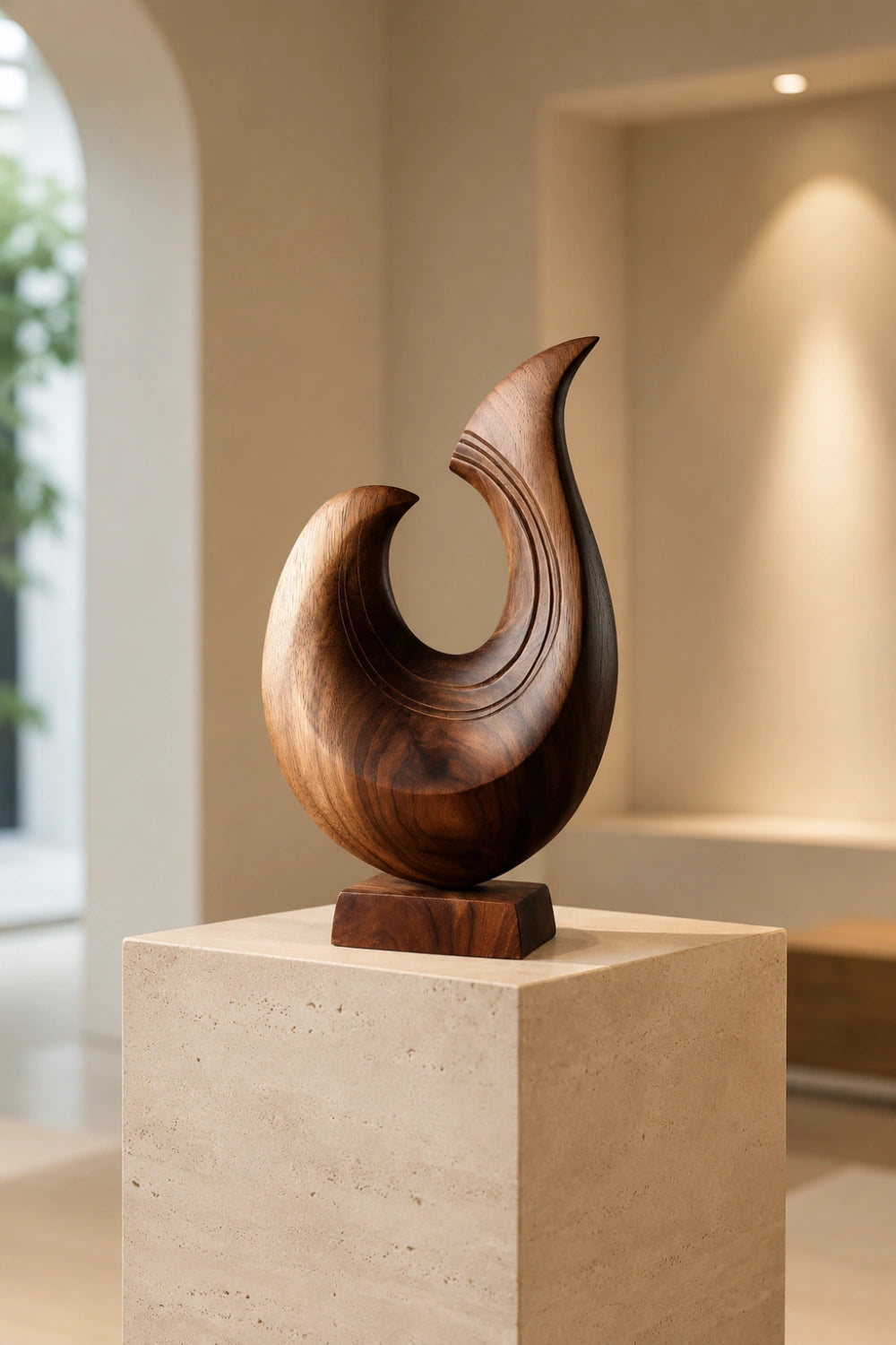 Abstract Wood Wave Sculpture | Carved Ocean Crest Decor