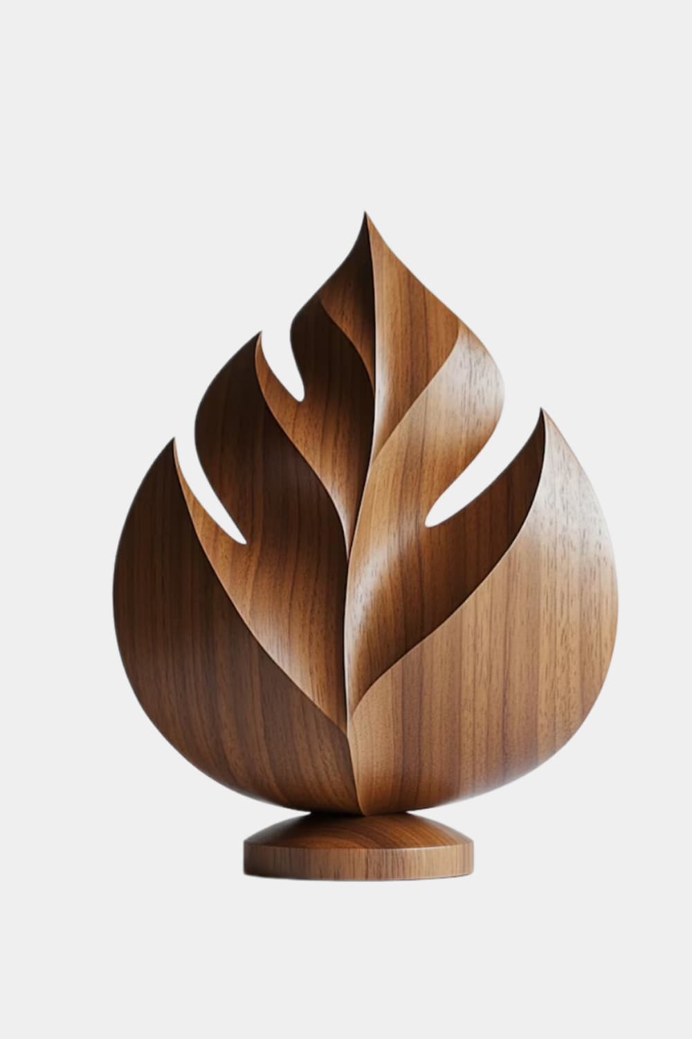 Carved Wood Tropical Leaf Sculpture | Abstract Botanical Home Decor