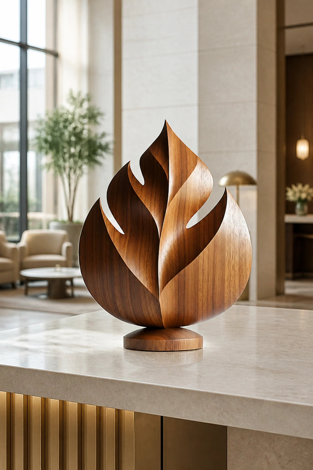 Carved Wood Tropical Leaf Sculpture | Abstract Botanical Home Decor