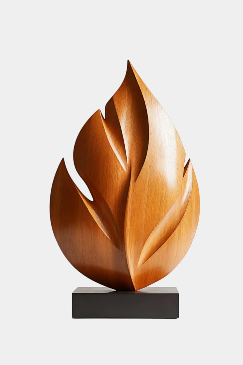 Carved Wood Leaf Sculpture | Organic Botanical Statue | Nature Art Gift