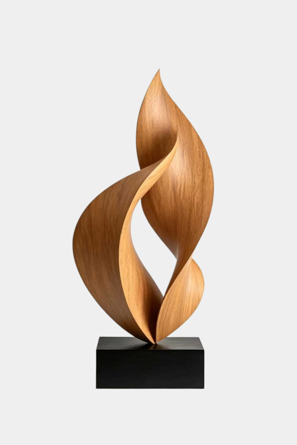 Twisted Flame Wood Sculpture | Abstract Ribbon Statue | Hearth Display Gift