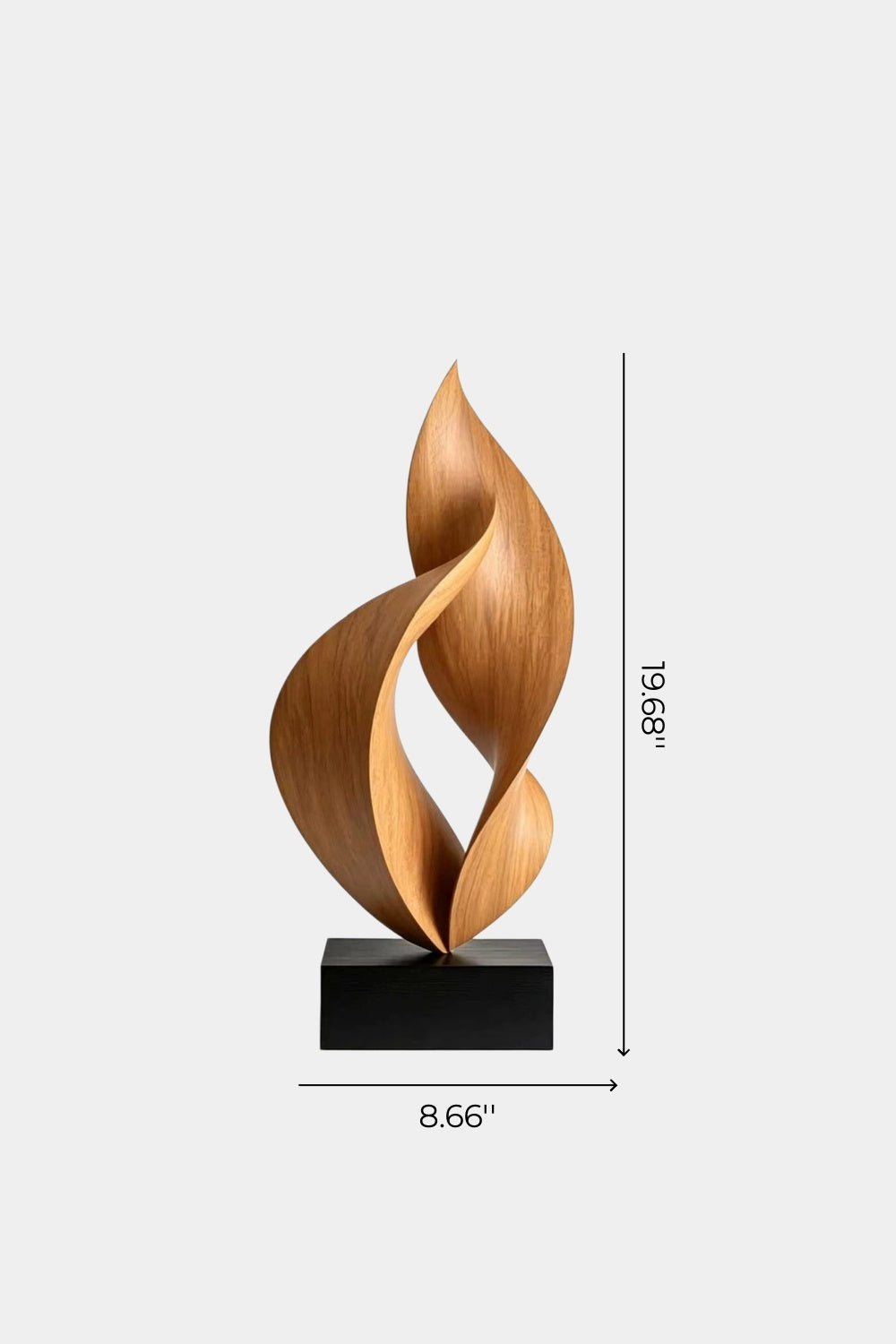 Twisted Flame Wood Sculpture | Abstract Ribbon Statue | Hearth Display Gift
