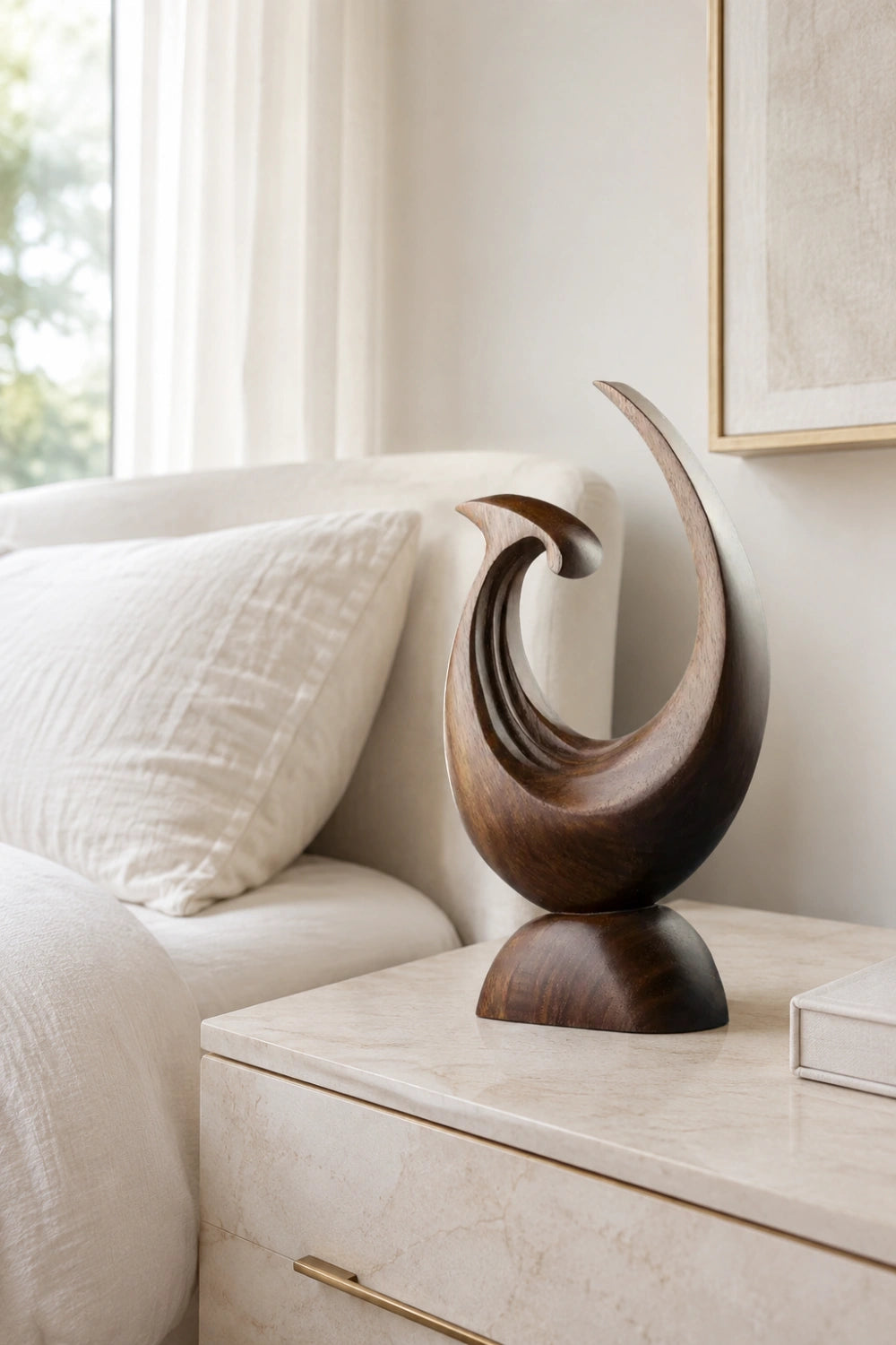 Carved Wood Hook Sculpture | Ocean Wave Statue | Meaningful Art Gift