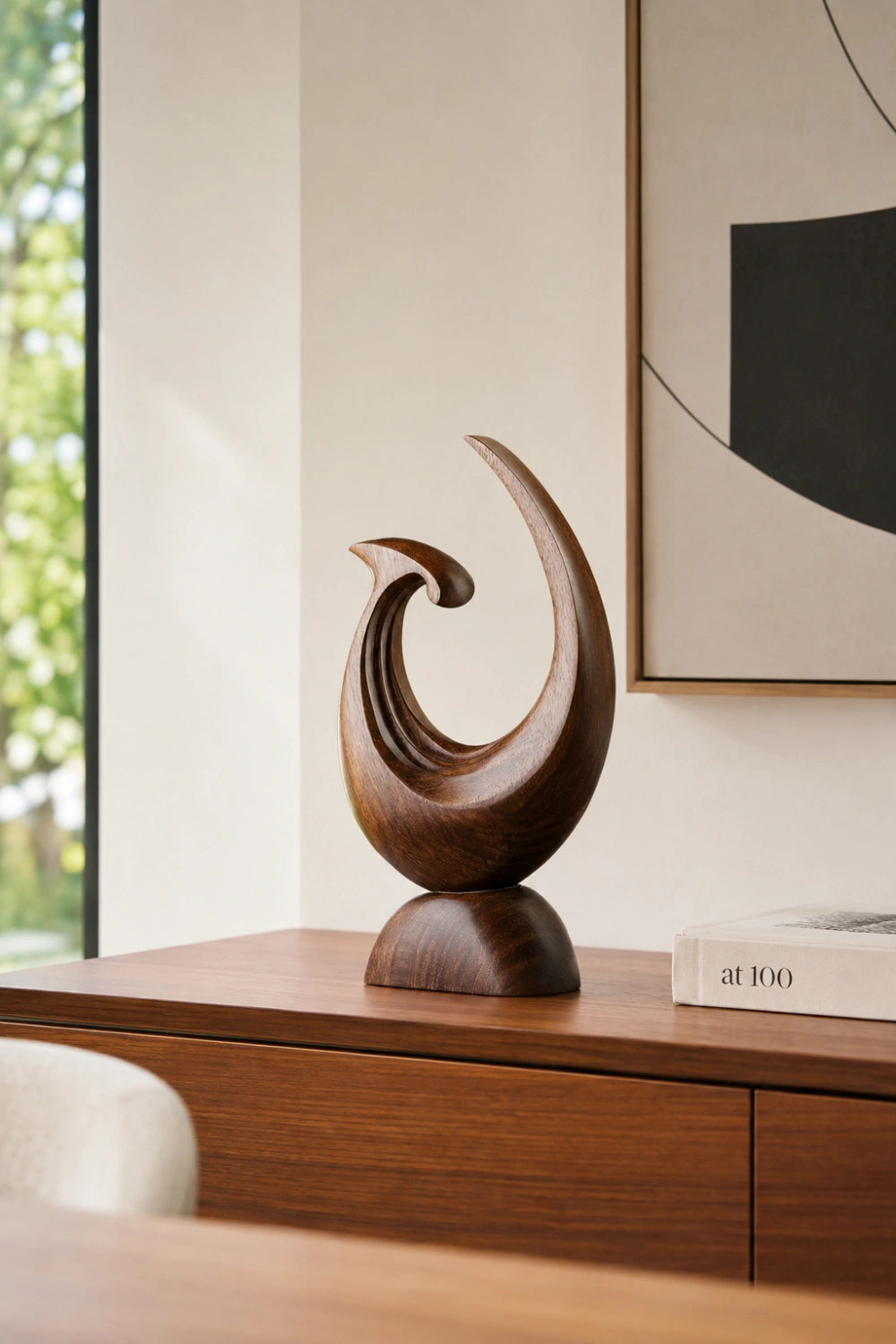 Carved Wood Hook Sculpture | Ocean Wave Statue | Meaningful Art Gift
