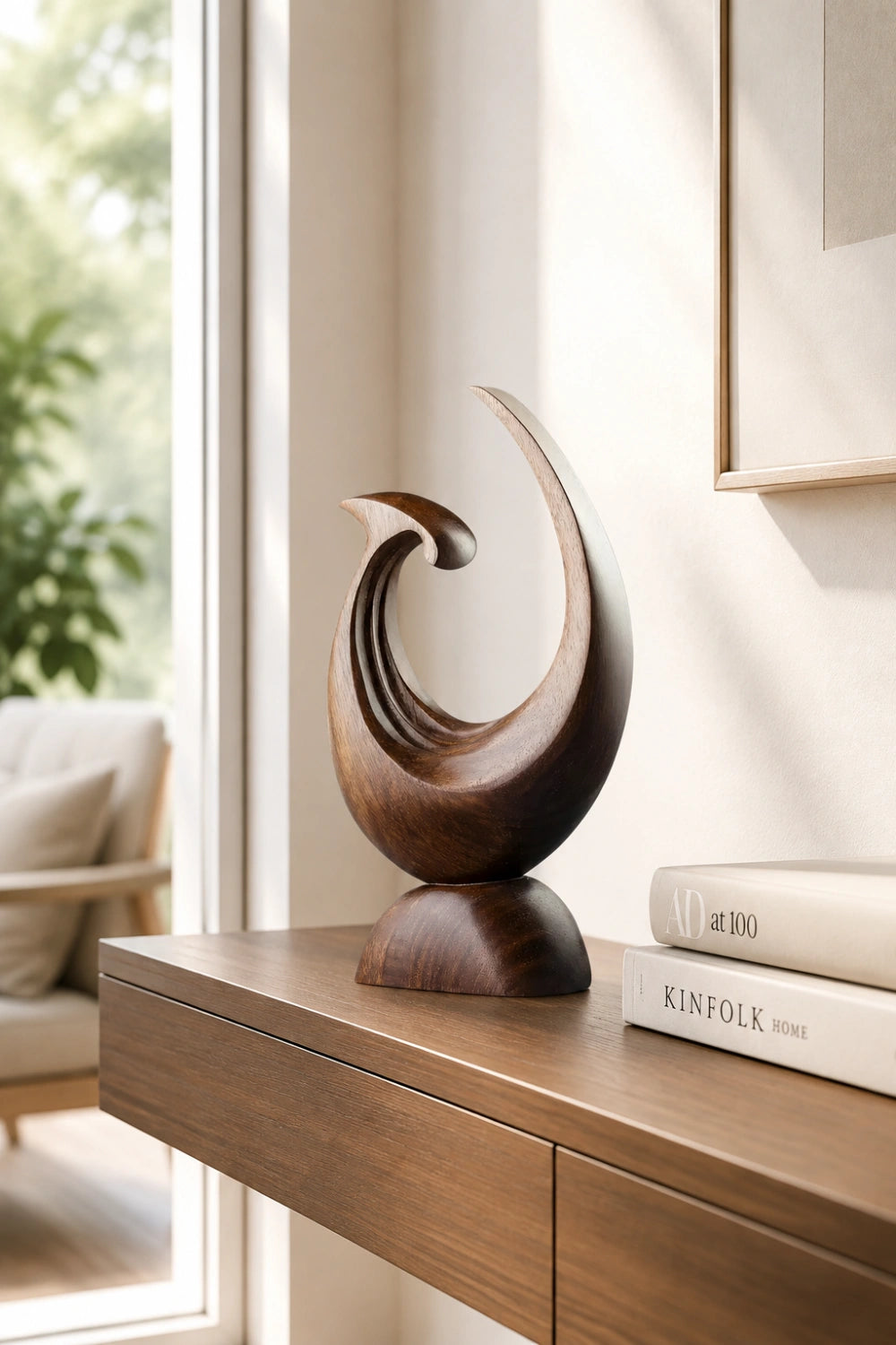 Carved Wood Hook Sculpture | Ocean Wave Statue | Meaningful Art Gift