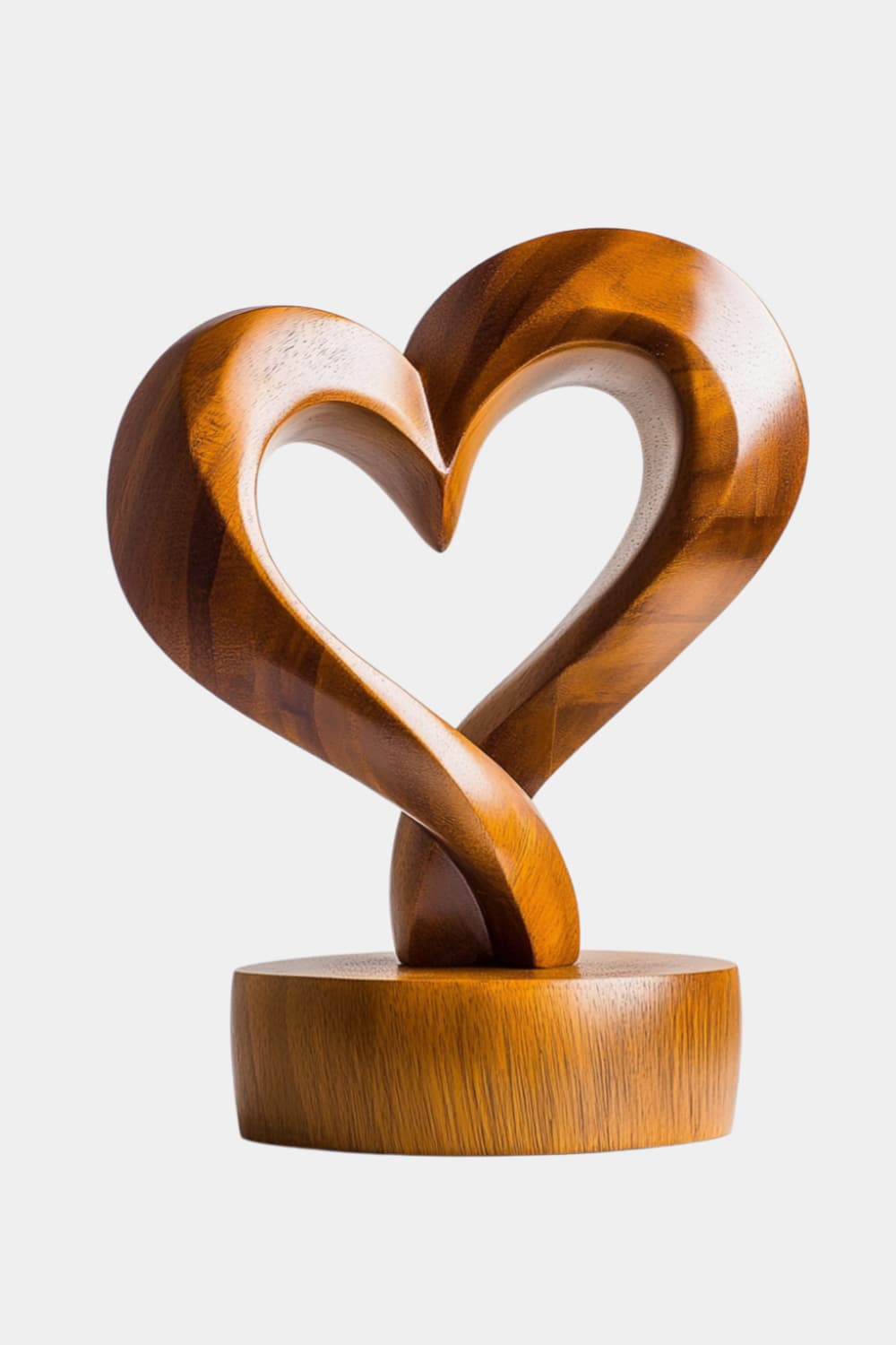 Carved Wood Heart Sculpture | Romantic Decoration Gift