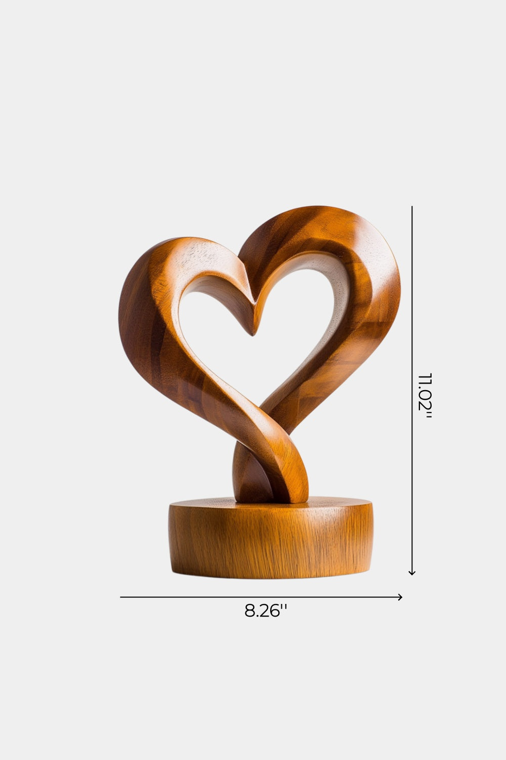 Carved Wood Heart Sculpture | Romantic Decoration Gift