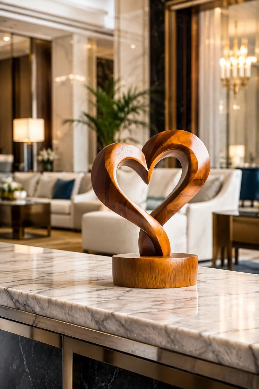 Carved Wood Heart Sculpture | Romantic Decoration Gift