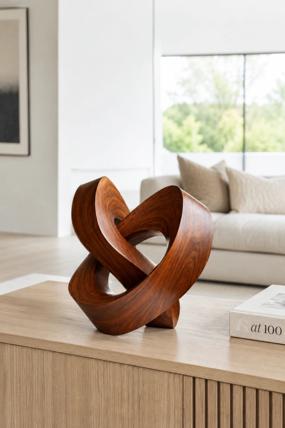 Abstract Wooden Knot Sculpture | Modern Loop Decoration Gift