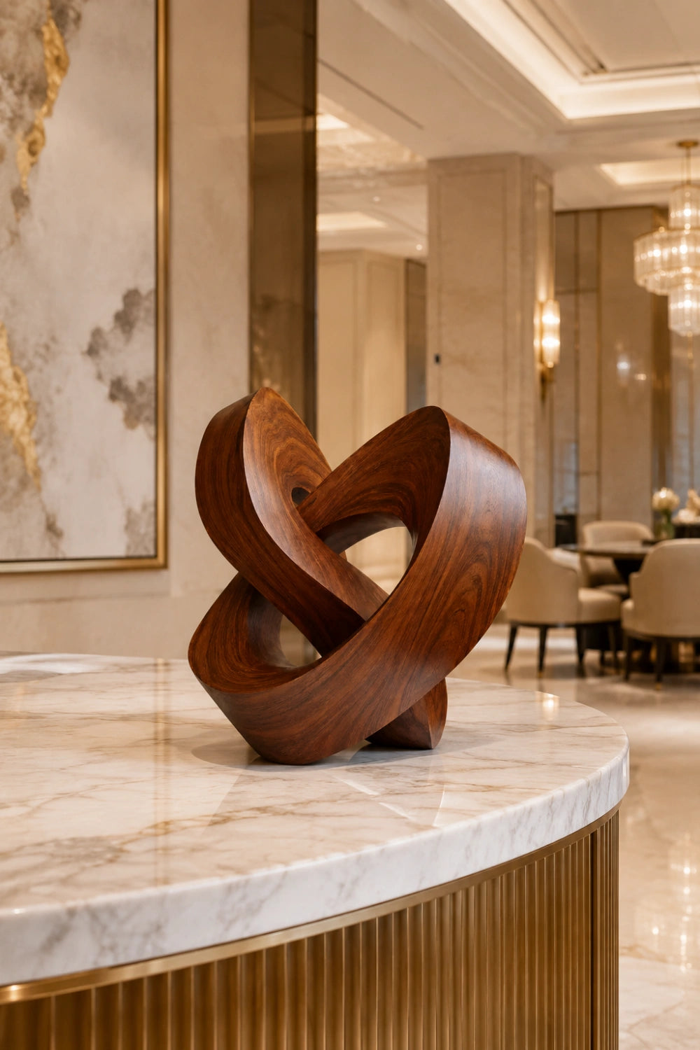 Abstract Wooden Knot Sculpture | Modern Loop Decoration Gift