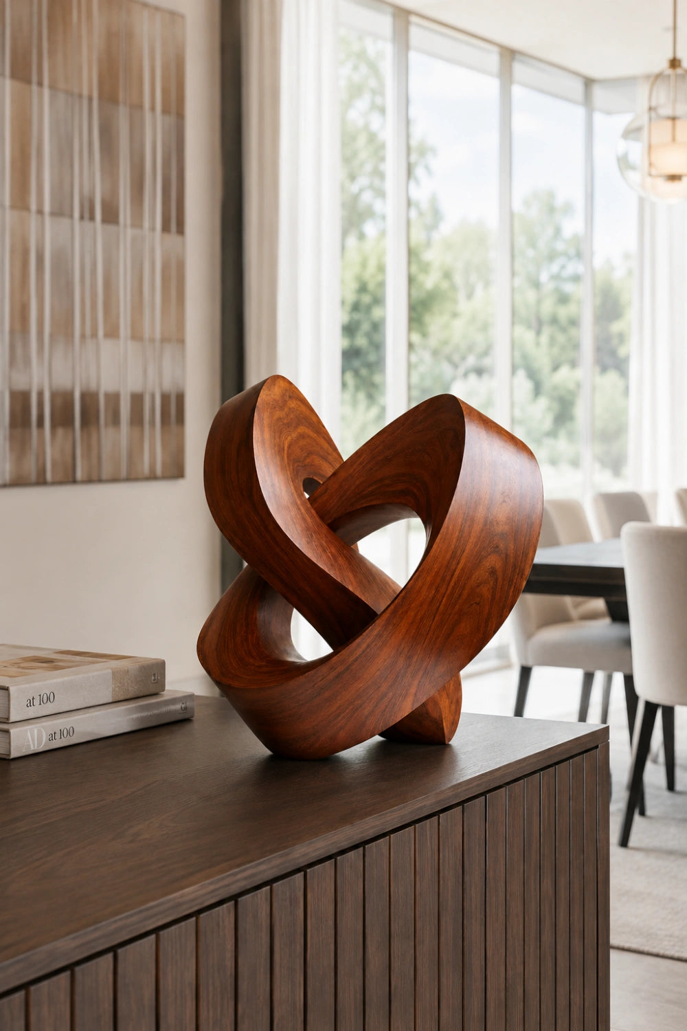 Abstract Wooden Knot Sculpture | Modern Loop Decoration Gift