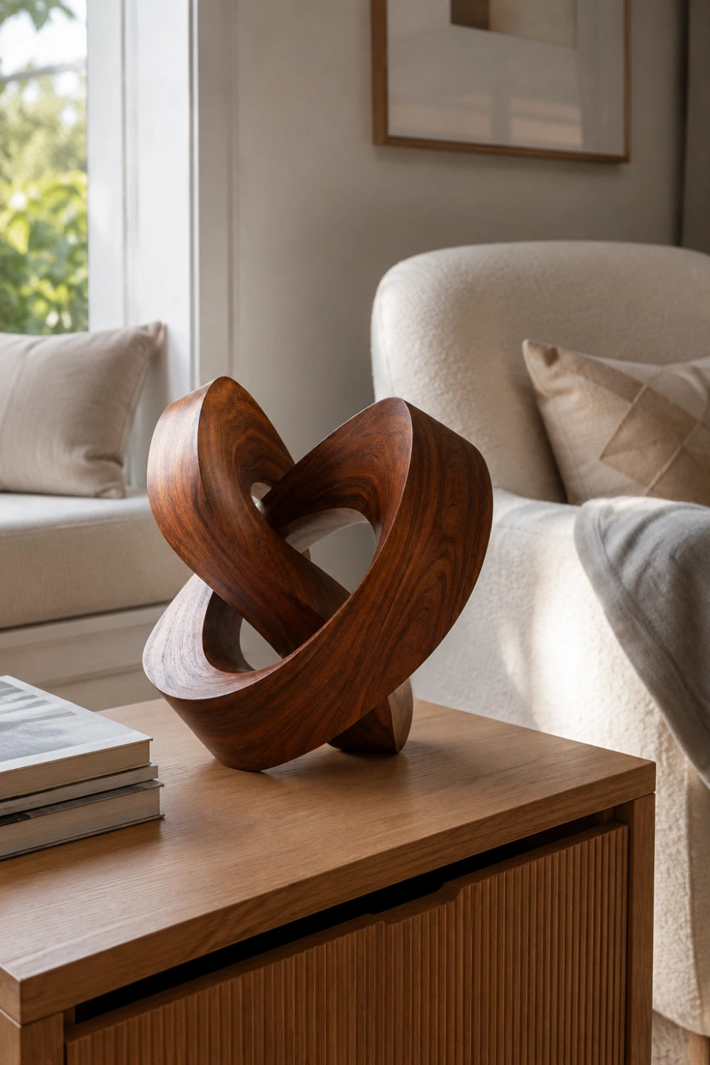 Abstract Wooden Knot Sculpture | Modern Loop Decoration Gift