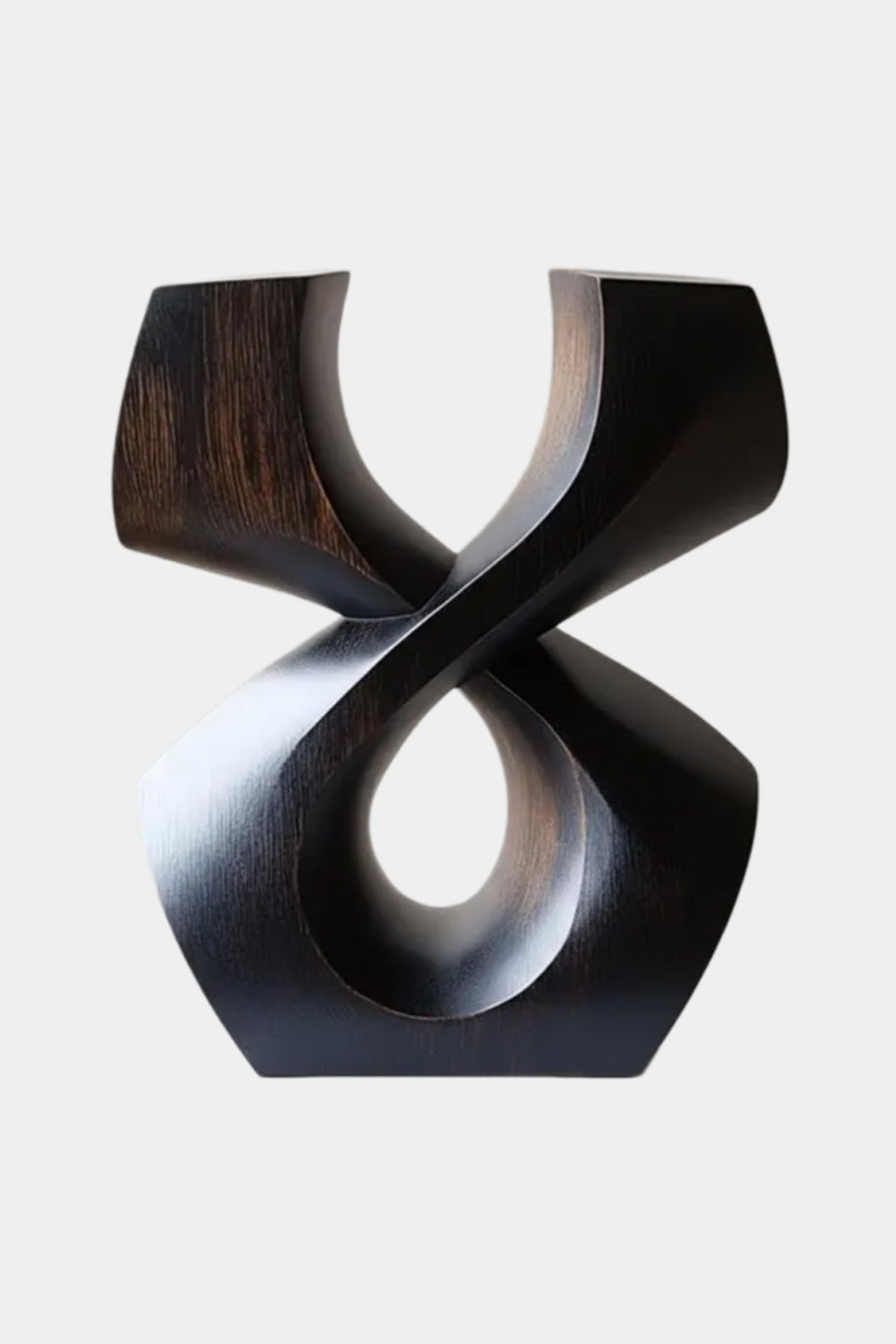 Dark Wood Abstract Sculpture | Infinity Loop Decoration Gift