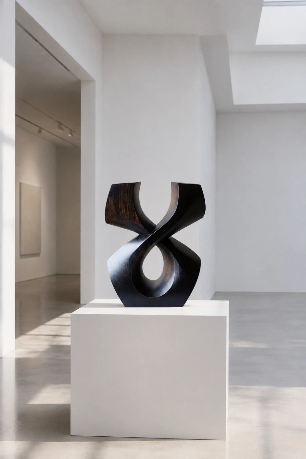 Dark Wood Abstract Sculpture | Infinity Loop Decoration Gift