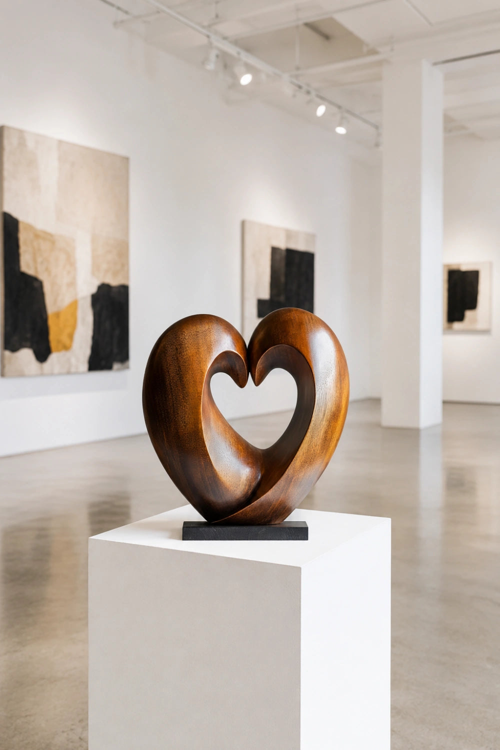 Wooden Heart Sculpture | Abstract Love Statue 5th Anniversary Gift