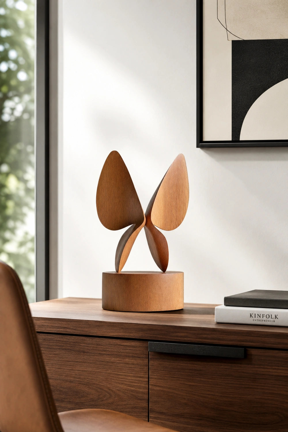 Wooden Butterfly Sculpture | Mid-Century Modern Table Accent