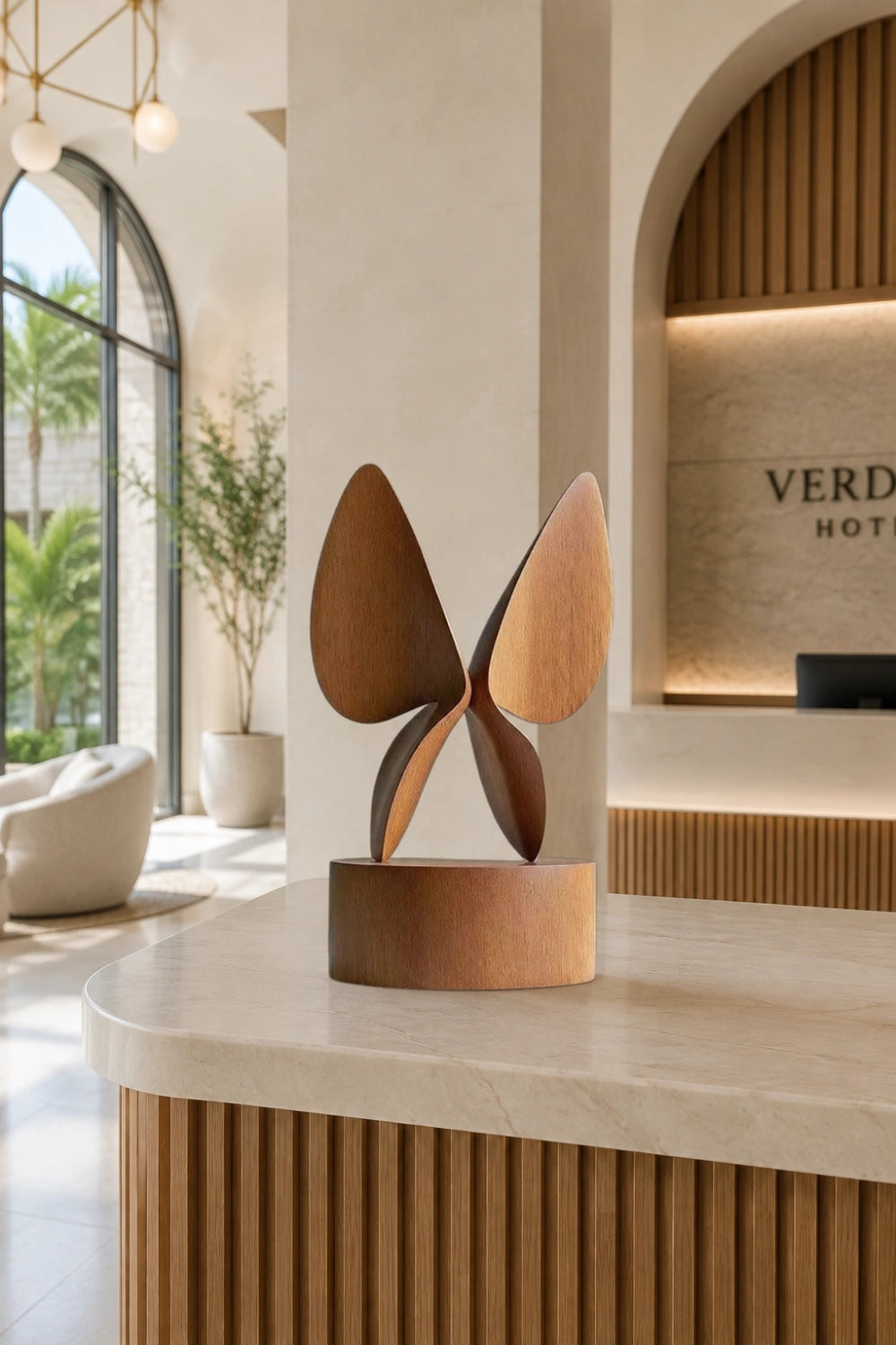 Wooden Butterfly Sculpture | Mid-Century Modern Table Accent