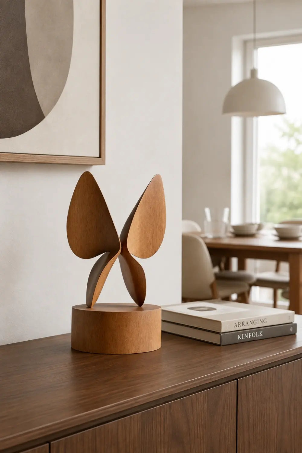 Wooden Butterfly Sculpture | Mid-Century Modern Table Accent