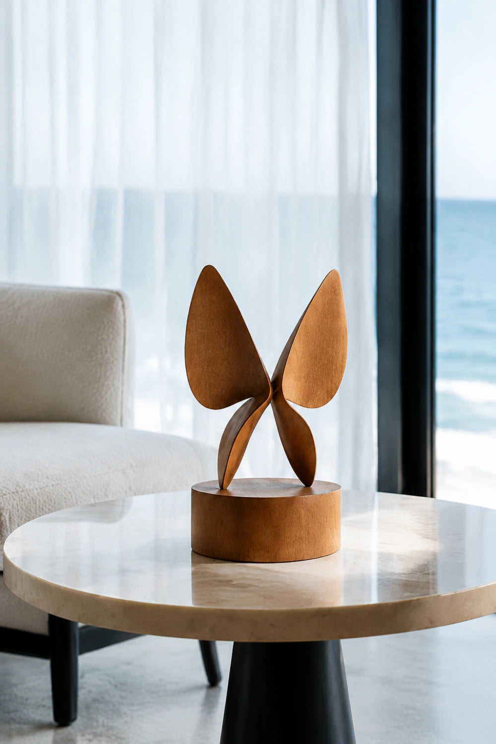Wooden Butterfly Sculpture | Mid-Century Modern Table Accent