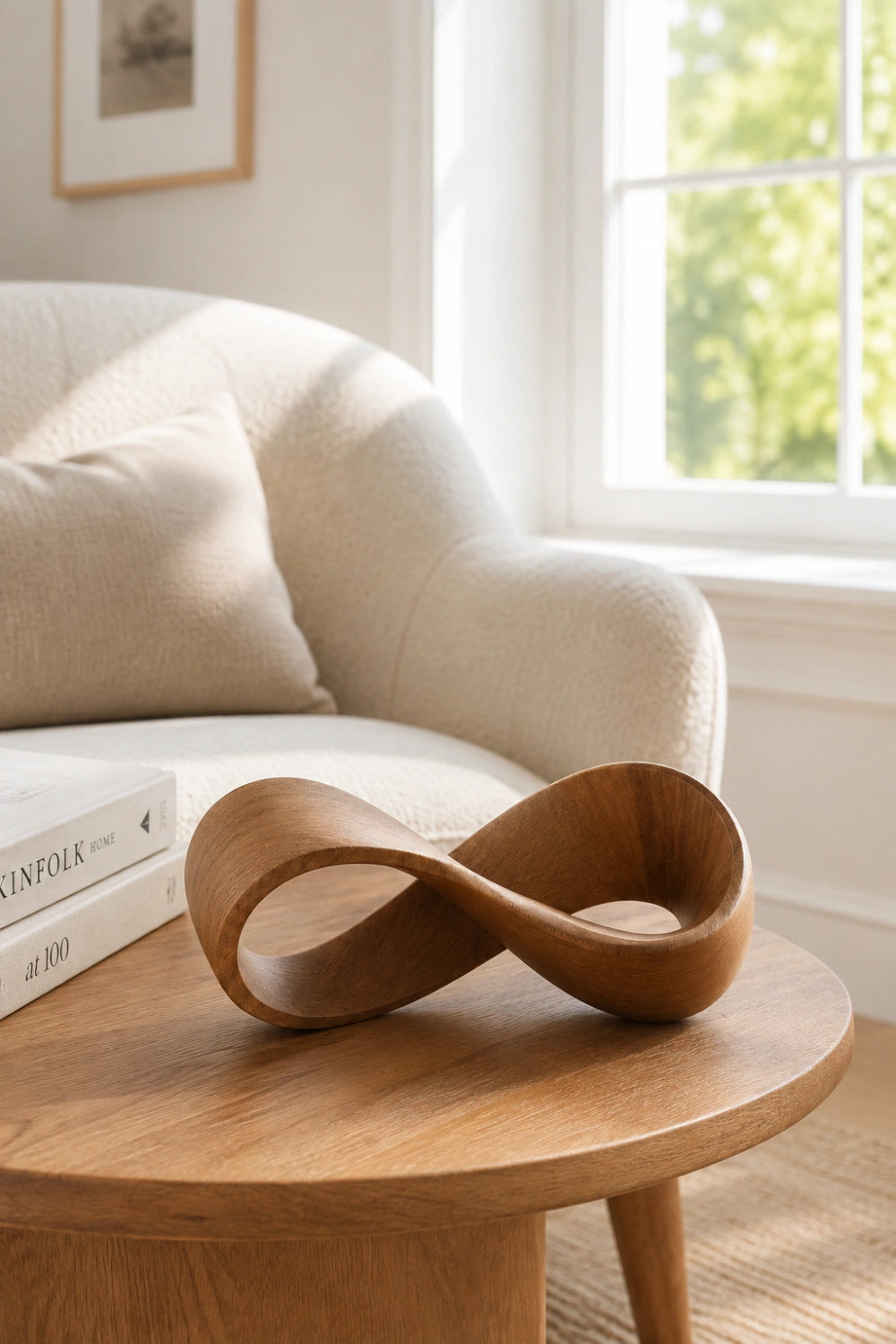 Wooden Infinity Loop Sculpture | Abstract Mobius Strip Art