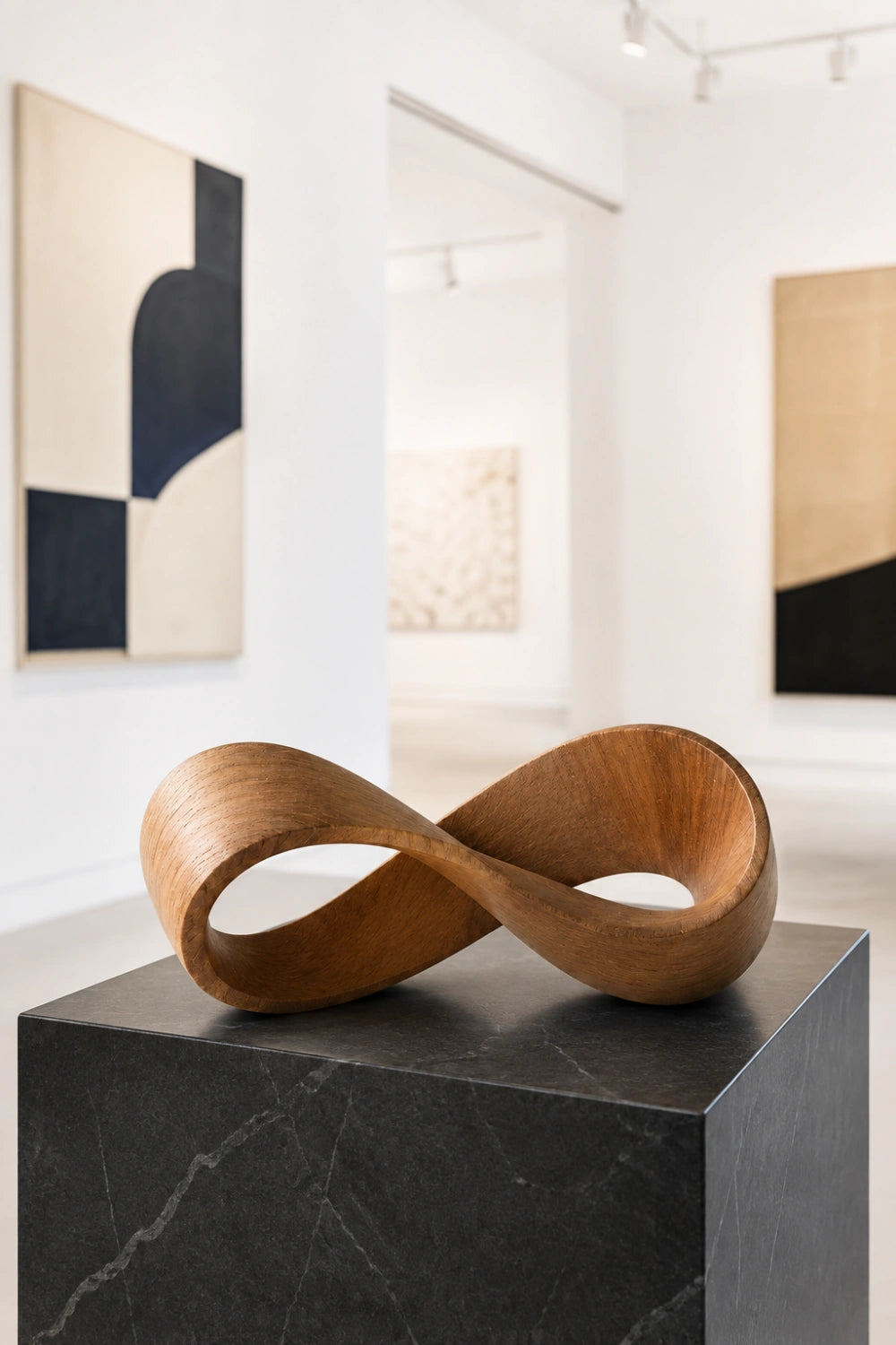 Wooden Infinity Loop Sculpture | Abstract Mobius Strip Art