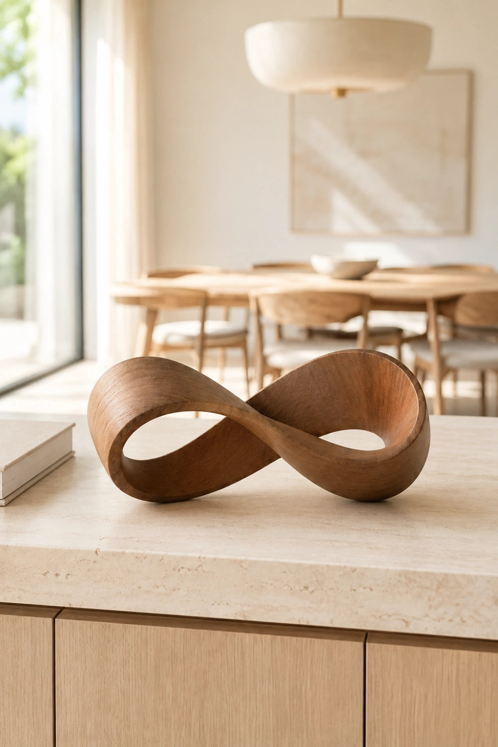 Wooden Infinity Loop Sculpture | Abstract Mobius Strip Art