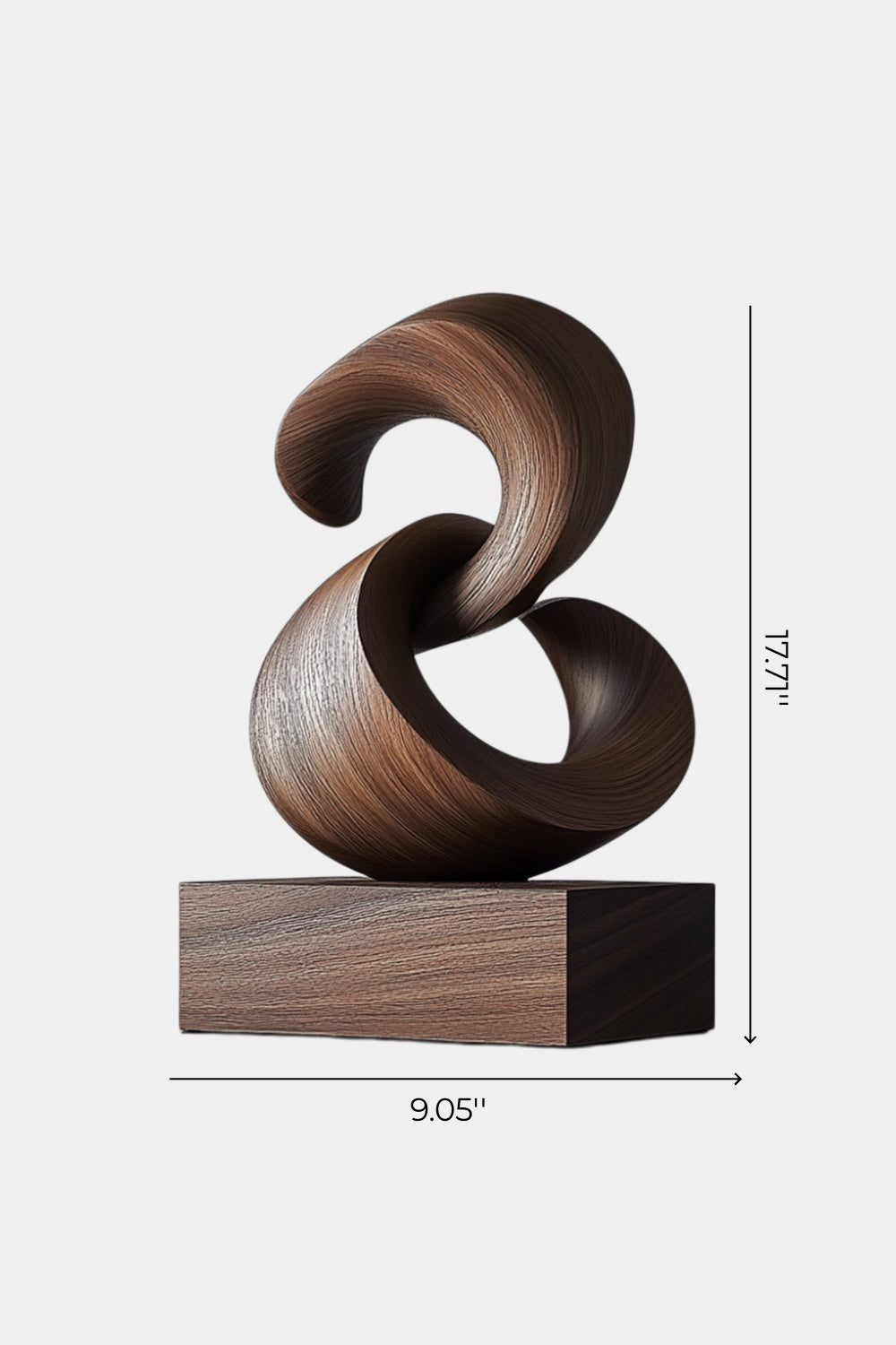 Interlocking Wood Sculpture | Dark Walnut Abstract Twist Art