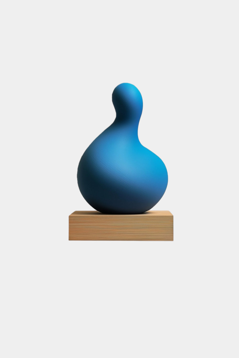 Blue Abstract Wood Sculpture | Modern Painted Tabletop Art