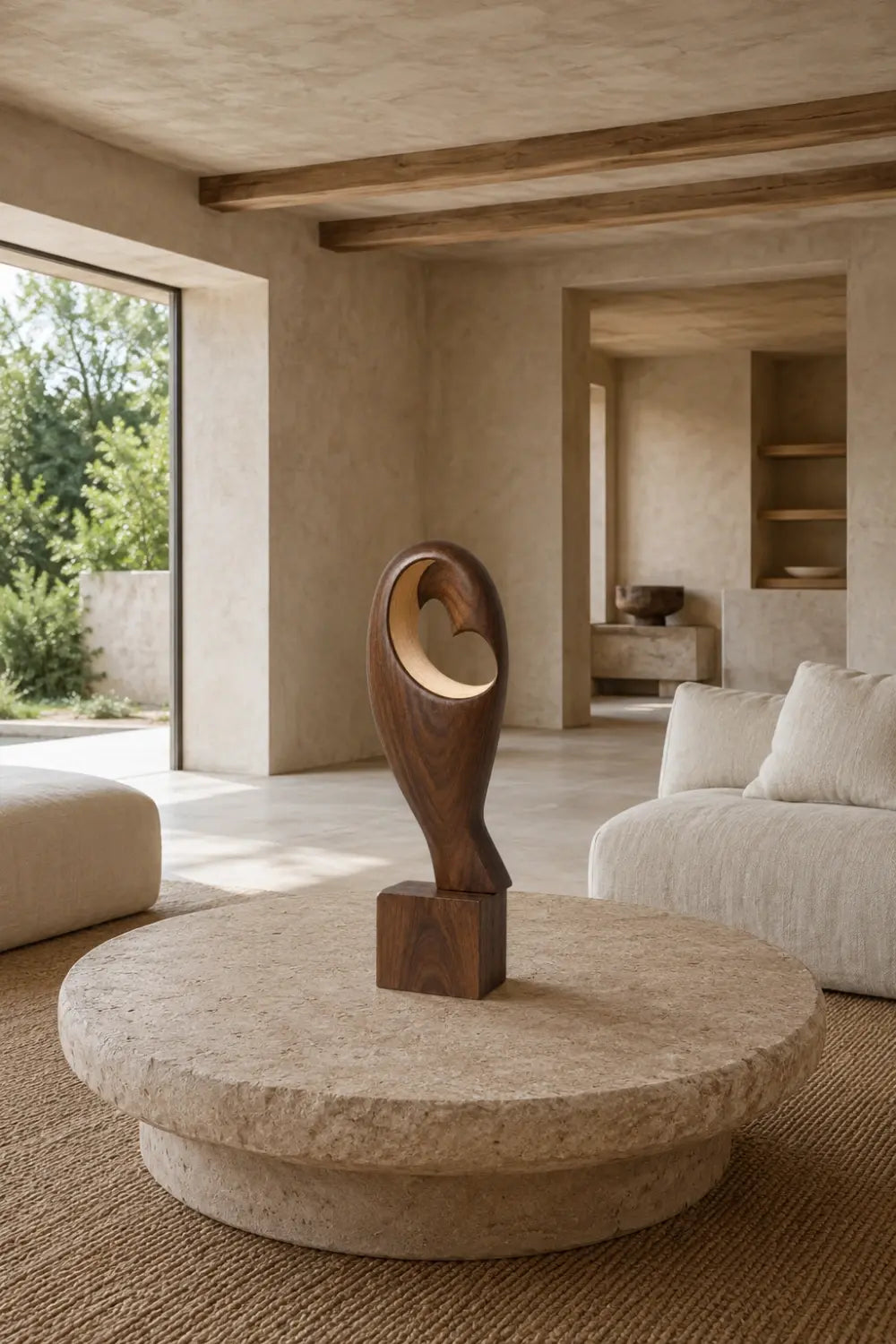 Abstract Bird Wood Sculpture | Hollow Bird Statue | Modern Romantic Decor