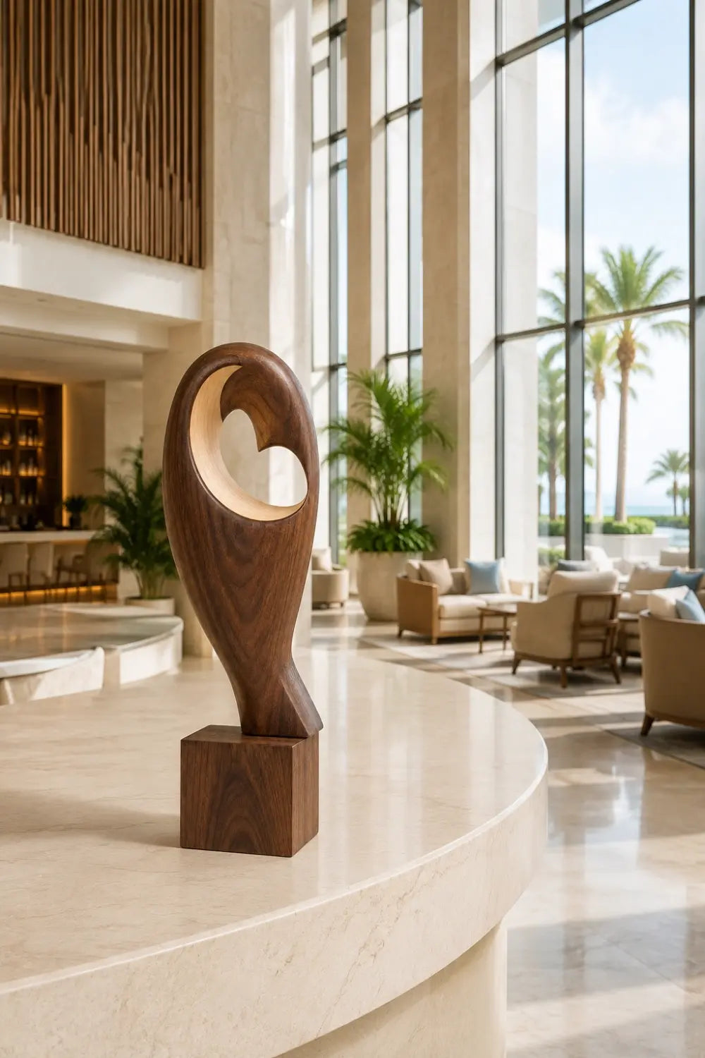 Abstract Bird Wood Sculpture | Hollow Bird Statue | Modern Romantic Decor