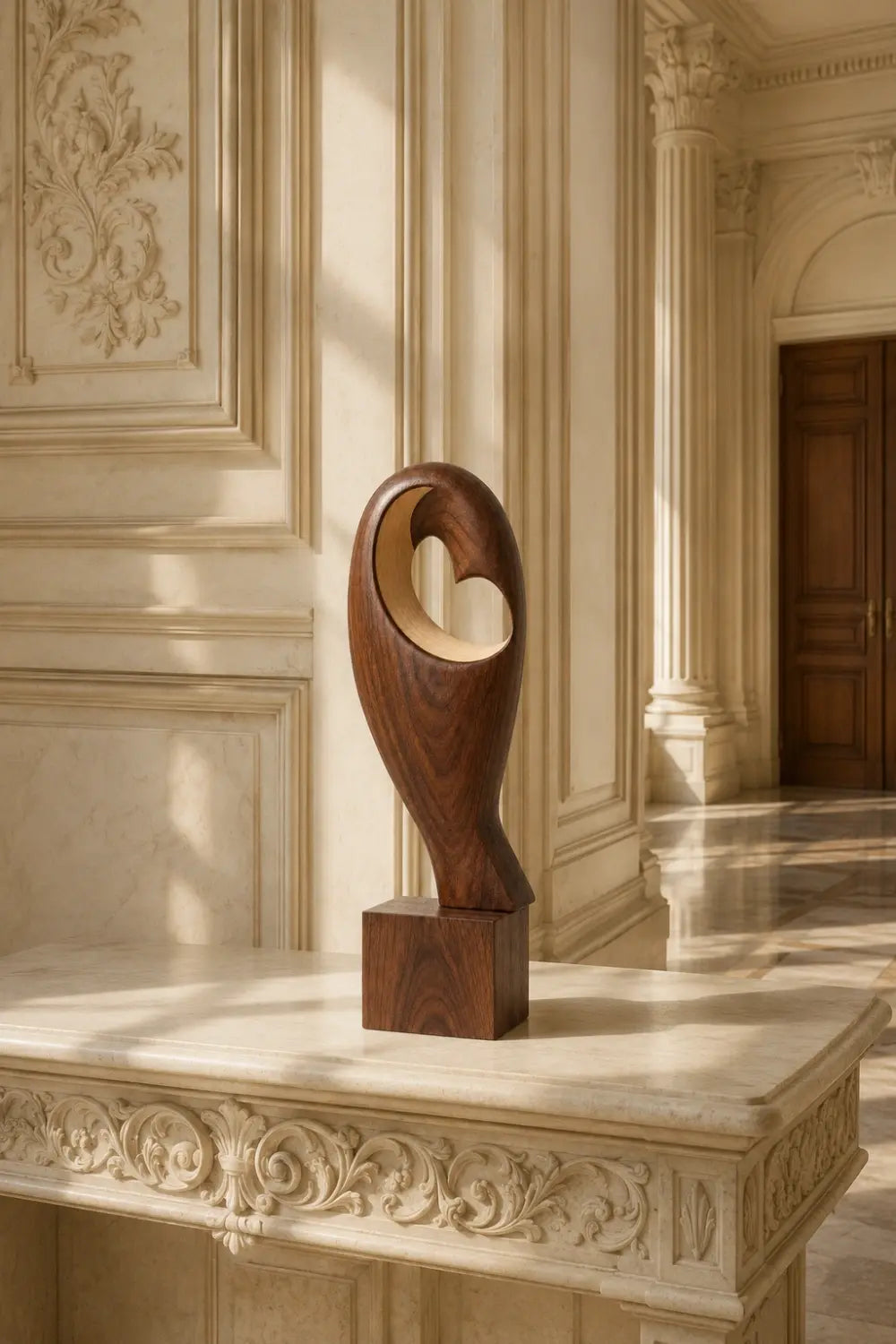 Abstract Bird Wood Sculpture | Hollow Bird Statue | Modern Romantic Decor