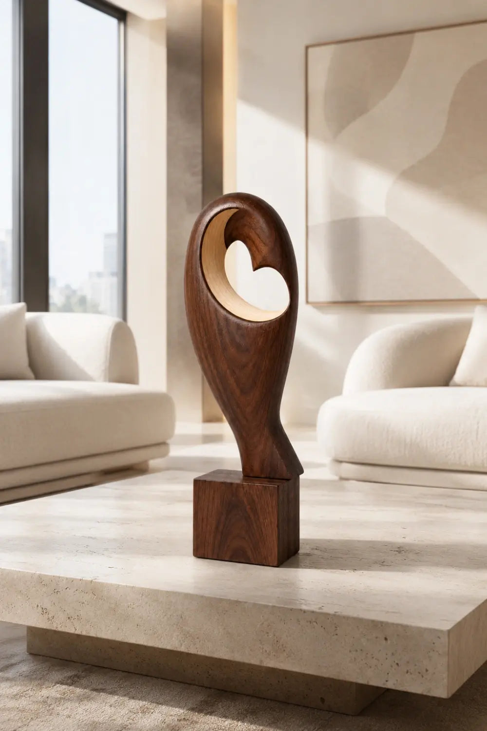 Abstract Bird Wood Sculpture | Hollow Bird Statue | Modern Romantic Decor